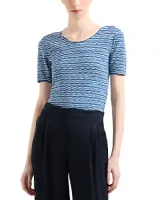 Emporio Armani Geo Textured Jacquard Jersey Top