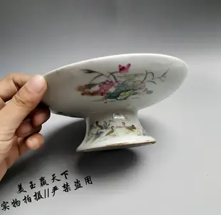 古玩景德鎮陶瓷器果盤供奉瓷器果盤古代人物竹林七賢瓷器高腳果盤
