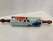 New Pioneer Woman Spring MELODY Ceramic Rolling Pin With Wood Handle - Retired