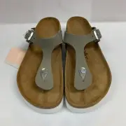 Birkenstock New w/ Box Gizeh Platform PAP Dove Gray Nubuck Leather R Select Size