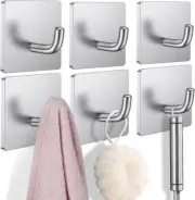 Adhesive Towel Hooks - 6 Pack Towel Hooks for Hanging Robes Coat Hooks Stick on