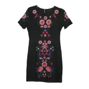 Romeo & Juliet Couture Dress Size Small Pink Embroidery Floral Zip New with Tags