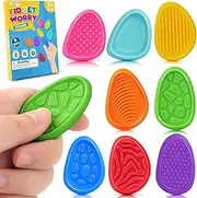 Fidget Toys Sensory Stone for Kids: 8 Pack Textured Worry Stones - Quiet Fidgets for Anxiety Relief - Sensory Tools for Autism Children Calming - Small Prizes Fidget Toys for Classroom