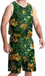 [KQNZT] Basketball Jersey and Shorts, Basketball Jersey for Women, Athletic Shirts for Team Scrimmage, Clover St Patrick's Day