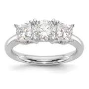 14K White Gold 3 Stone Diamond Peg Set Engagement Ring