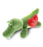DolliBu I LOVE YOU Plush Alligator – Cute Animal with Heart Message - 7 Inches