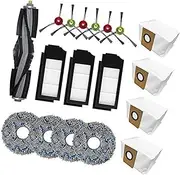 [Pexorin] Replacement Accessories, for Ecovacs Deebot X1 Turbo Omni Robot Vacuum Cleaner Parts, 1 Main Brush, 6 Side Brush, 3 Hepa Filter, 4 Mop Cloth, 4 Dust Bag Vacuum Cleaner Replacement Kit