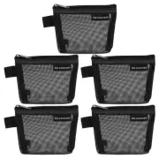 5 Pcs 3" x 5" Mini Nylon Zipper Mesh Bag Cosmetic Mesh Pouch, Black