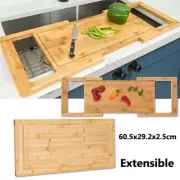 Extensible Bamboo Cutting Board Extra Large Board Over The Sink 60.5x29.2x2.5cm