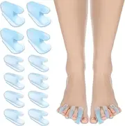 12Pcs Gel Toe Separators for Women, Breathable Gel Toe Spacers for Men Bunions Relief, Silicone Toe Correctors for Overlapping Toes, Big Toe Straightener, Toe Protectors for Bunion Pain (4L+8S)