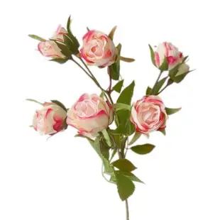高品質雙粉玫瑰仿真薔薇新浪頭飾花卷邊玫瑰浪漫假花插花配材