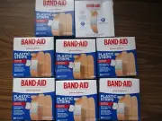 8 boxes Band-Aid Adhesive Bandages Plastic All One Size, 60 sterile/box