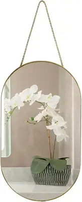 Oval Frameless Wall Mirror, Gold, Oval Shape, for Bathrooms and More (16X9.2 Inc