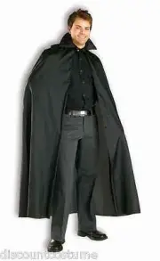 56" BLACK SATIN POLYESTER CAPE VAMPIRE MAGICIAN DIVA HALLOWEEN COSTUME ACCESSORY