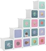 vidaXL Kids Cube Storage Cabinet - 15 Cubes, Lightweight Structure, Water-Resistant Material, Ideal for Organization