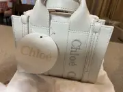 Chloe Woody Mini White Leather Tote. New With Tags! $1550