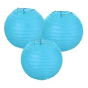 3Pcs Decorative Hanging Round Paper Lanterns 15cm/6" Blue