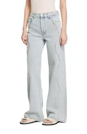 SANDRO Jeans with rhinestone stripes in Light Bu Jean at Nordstrom, Size 38 Eu