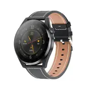 Waterproof Leather Smartwatch With Colour Display Black Smart Watches