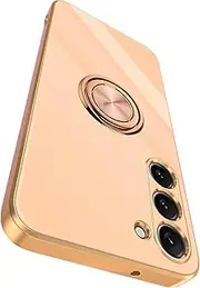 [ELEPIK] 6D-Stand Series for Samsung Galaxy S21 fe Case with Ring Holder Kickstand, [Military Grade Drop Protection] Slim Phone Case, Pink
