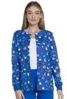 Dickies EDS Women Warm Up Scrubs Jacket Snap Front DK306, XXS, Cool Bugs