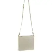 Pierre Cardin Leather Diamond Pattern Embossed Cross Body Bag in Bone