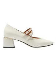 [Easy Steps] Pisa heeled Shoes in Ivory Patent Leather