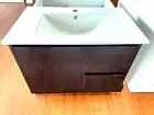 BLACK 750mm Wall Hung BATHROOM VANITY with CERAMIC BASIN