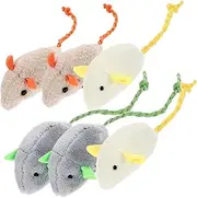CIYODO 6Pcs Interactive Plush Mouse Cat for Indoor Cats Cat Teething Chew Engaging Chewing Teeth Cleaning Fun Soft Durable Mice for Active Playtime