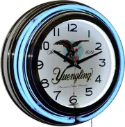 Yuengling Beer Sign 15" Blue Double Neon Clock Man Cave Americas Oldest Brewery