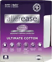 AllerEase Ultimate Protection and Comfort Waterproof, Bed Bug, Antimicrobial Zippered Mattress Protector - Vinyl Free & Hypoallergenic Queen