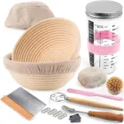 Sourdough Starter Kit, round 8.5Inch Bread Proofing Baskets Set Includes 24Oz So