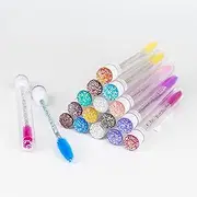 i-Laesh 20 Pcs Lash Brush Eyelash Brushes for Eyelash Extensions Spoolies Cleaning Mascara Wands Tube Diamond Disposable Makeup Tool Applicator Set Sanitary Extension Supplies (Diamond-mix)