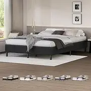 ALFORDSON Bed Frame Base Double Size with Linen Fabric Upholstery, Bed Platform Foundation Without Headboard for Mattress Topper, Basel Fabric Charcoal