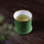 1pc Bamboo Green Ceramic Teacup Bamboo Green Glazed Master Cup Home Tea Mug