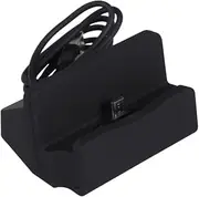 Compatibility Assured Phone Charging Dock Desktop Station Black Plastic Integrated Cable for Easy Charging