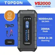 TOPDON VS2000 2000A Car Jump Starter UltraSafe Battery Power Bank 6 Protections