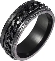 [ZPLxi] Stainless Steel Rings for Men Chain Rings Biker, Wedding Rings for Men Women,Spinner Ring Stainless Steel Fidget Ring Anxiety Ring for Men, Inner Diameter 14.9-24.6mm