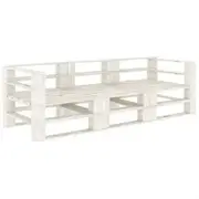 Garden Pallet Sofa White 3-Seater Wood