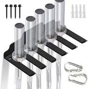 Black Barbell Wall Holder Mount Rack | Heavy-Duty Vertical Organizer with 6 Hook Slots for Home Gym Storage Solution Compact Space Saver Equipment Hanger Under 33mm Bar Gear Display