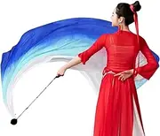 [DISPRA] Dance Silk Veil, Colorful Silk Flag Ribbon Streamer, Chiffon Multi-Color Dance Silk Veil Poi, Elegant Belly Dance Poi Streamer, Gradual Colors Silk Scarf Veil for Arts, Worship and Dance Practice