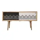 WORTH SOLID MANGO WOOD HALLWAY TABLE/CONSOLE TABLE SLIDING DOORS WHITE/BLACK