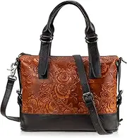 [VRHUIS] Leather Tote Bag for Women Vintage Crossbody Shoulder Bags Embossing Floral Purse and Handbags