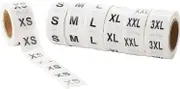 Size Stickers - Size Labels, Adhesive Apparel Circle Stickers, Clothing Stickers, Size Roll Stickers, for Retail, Shop