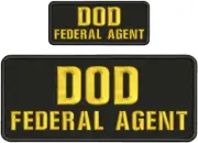 DOD FEDERAL AGENT EMBROIDERY PATCH 4X10 AND 2X5 HOOK ON BACK GOLD ON BLACK,