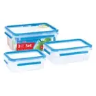 Emsa Clip & Close Set of 3, Food Storage Boxes 0.55L/1L/2.30L Bread Box/Lunchbox