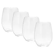 Clear Plastic Stemless Wine Glasses 350ml (Pack of 4)