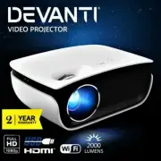 Devanti Video Projector Wifi USB HDMI Portable 2000 Lumens HD 1080P Home