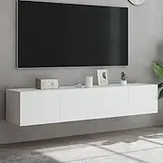 TV Wall Cabinets with Lights 2 pcs White 80x35x31 cm,TV mounts & TV Units 30KG-837282