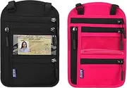 [Sipiris] Pack of 2 Neck Pouch Men Women Travel Neck Pouch Waterproof Travel Purse Travel Purse Chest Bag with RFID Protection for Smartphone Travel Documents Passport Cash Cards and Keys, Black and